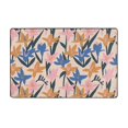 Area Rug Lilies Flowers Blue Yellow Pink Throw Rug, Indoor Door Mat