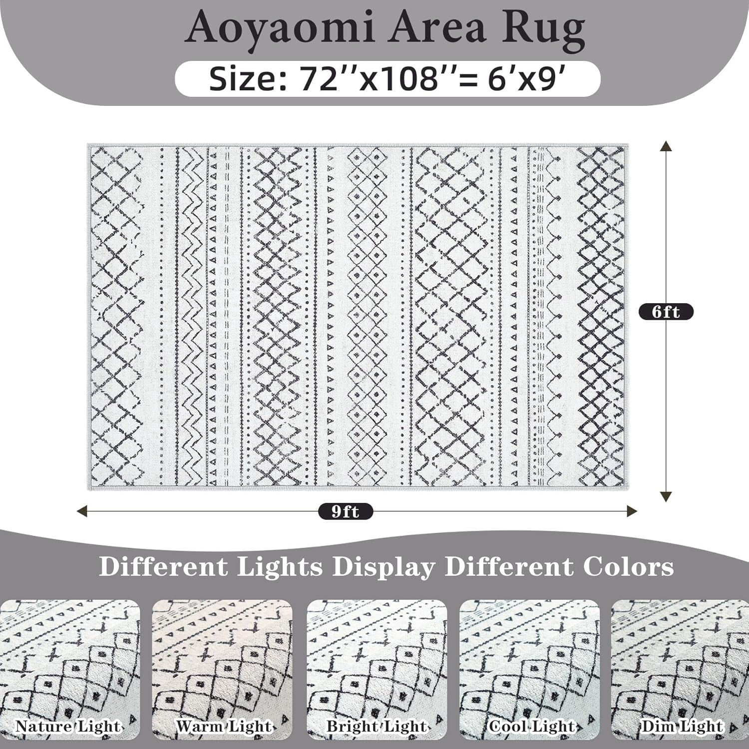 Area Rug for Living Room 6x9: Large Washable Boho Moroccan Rugs ...