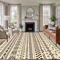 thumbnail image 1 of Area Rug for Living Room, Abstract Boho Non-Slip Indoor Large Carpet for Bedroom/Dining Room, Modern African Ethnic Geometric Beige Washable Low-Profile Rectangle Floor Runner Rugs - 6 x 9 Ft, 1 of 7