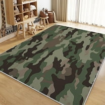 Area Rug For Living Room Abstract Camouflage Pattern Carpets, Washable Rugs, Green Print Low-Pile Non-Slip Rugs For Office Kitchen Entryway Decorative Carpets