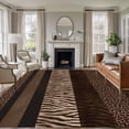 thumbnail image 1 of Area Rug for Living Room, Animal Print Non-Slip Indoor Large Carpet for Bedroom/Dining Room, Abstract Leopard Zebra Skin Texture Brown Washable Low-Profile Rectangle Floor Runner Rugs - 5 x 8 Ft, 1 of 8