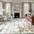 thumbnail image 1 of Area Rug for Living Room, Beach Coastal Non-Slip Indoor Large Carpet for Bedroom/Dining Room, Summer Nautical Coral Shell Botanical Vintage Washable Low-Profile Rectangle Floor Runner Rugs - 5 x 7 Ft, 1 of 8