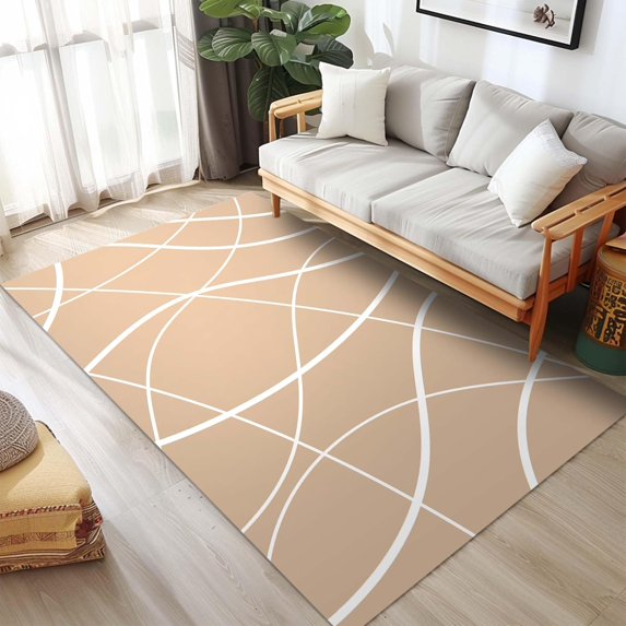 Area Rug for Living Room Bedroom 4x6 Washable Modern Abstract Rugs Thick Non-Slip Modern Carpet Farmhouse Light Brown Soft Carpets Oriental Alfombras para Salas New Home Apartment Must Haves Decor
