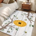thumbnail image 1 of Area Rug for Living Room, Bees Branches Non-Slip Indoor Large Carpet for Bedroom/Dining Room, Farmhouse Spring Botanical Wooden Washable Low-Profile Rectangle Floor Runner Rugs - 4 x 6 Ft, 1 of 7