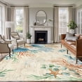 thumbnail image 1 of Area Rug for Living Room, Beige Beach Coastal Non-Slip Indoor Large Carpet for Bedroom/Dining Room, Summer Nautical Coral Shell Botanical Washable Low-Profile Rectangle Floor Runner Rugs - 5 x 8 Ft, 1 of 8