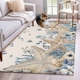 thumbnail image 1 of Area Rug for Living Room, Blue Beige Coastal Non-Slip Indoor Large Carpet for Bedroom/Dining Room, Beach Starfish Summer Eucalyptus Rustic Washable Low-Profile Floor Mat Runner Rugs - 2.7 x 5 Ft, 1 of 8