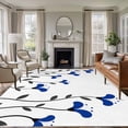 thumbnail image 1 of Area Rug for Living Room, Blue Flowers Non-Slip Indoor Large Carpet for Bedroom/Dining Room, Spring Modern Simple Botanical Floral Plants Washable Low-Profile Rectangle Floor Runner Rugs - 5 x 7 Ft, 1 of 7
