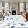 thumbnail image 1 of Area Rug for Living Room, Blue Spring Floral Non-Slip Indoor Large Carpet for Bedroom/Dining Room, Summer Flowers Botanical Elegant Washable Low-Profile Rectangle Floor Runner Rugs - 5 x 7 Ft, 1 of 8