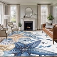 thumbnail image 1 of Area Rug for Living Room, Blue Starfish Coastal Non-Slip Indoor Large Carpet for Bedroom/Dining Room, Eucalyptus Summer Nautical Shell Ocean Washable Rectangle Floor Runner Rugs - 5 x 7 Ft, 1 of 8