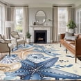 thumbnail image 1 of Area Rug for Living Room, Blue Starfish Coastal Non-Slip Indoor Large Carpet for Bedroom/Dining Room, Eucalyptus Summer Nautical Shell Retro Washable Rectangle Floor Runner Rugs - 5 x 7 Ft, 1 of 8