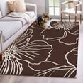 thumbnail image 1 of Area Rug for Living Room, Brown Flowers Non-Slip Indoor Large Carpet for Bedroom/Dining Room, Spring Floral Botanical Modern Art Washable Low-Profile Rectangle Floor Runner Rugs - 4 x 6 Ft, 1 of 8