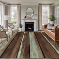 thumbnail image 1 of Area Rug for Living Room, Brown Teal Wooden Non-Slip Indoor Large Carpet for Bedroom/Dining Room, Vintage Farmhouse Retro Art Washable Low-Profile Rectangle Floor Runner Rugs - 5 x 7 Ft, 1 of 8