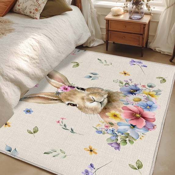Area Rug for Living Room, Bunny Easter Non-Slip Indoor Large Carpet for ...