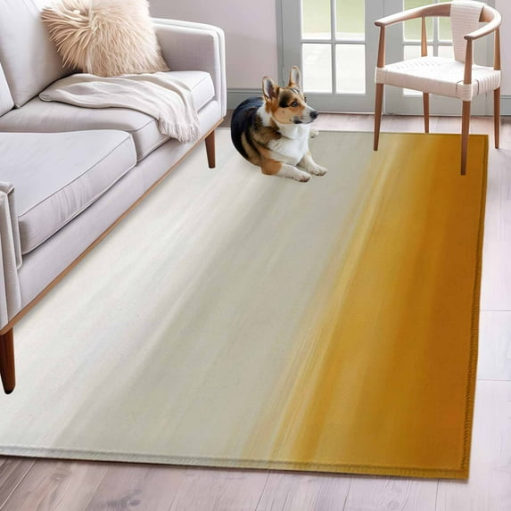 Area Rug for Living Room, Burnt Orange Beige Ombre Non-Slip Indoor Large Carpet for Bedroom/Dining Room, Modern Abstract Art Texture Washable Low-Profile Rectangle Floor Runner Rugs - 4 x 6 Ft