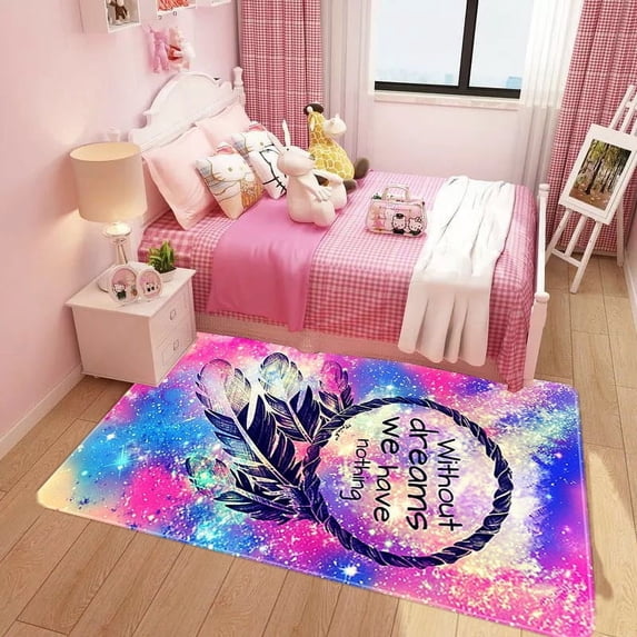 Area Rug Living Room Carpet for Girls Kids Bedroom Bedside Anti-Slip Colorful Large Area Rugs Room