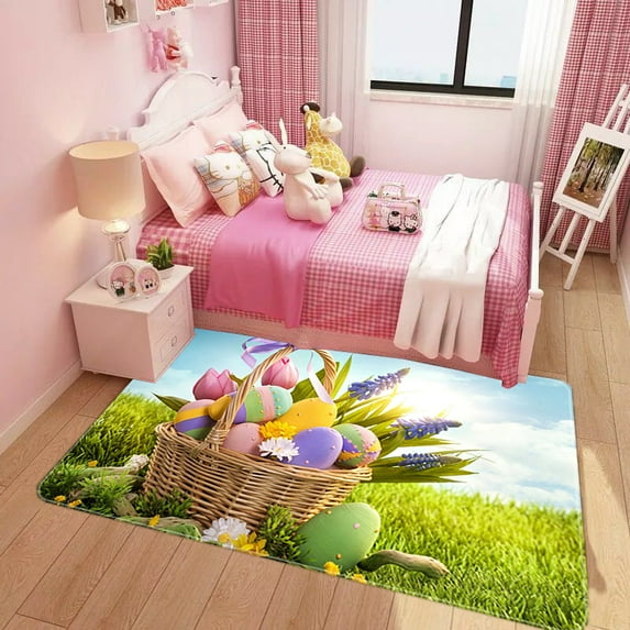 Area Rug Living Room Carpet for Girls Kids Bedroom Bedside Anti-Slip Colorful Large Area Rugs Room