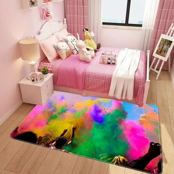 Area Rug Living Room Carpet for Girls Kids Bedroom Bedside Anti-Slip Colorful Large Area Rugs Room