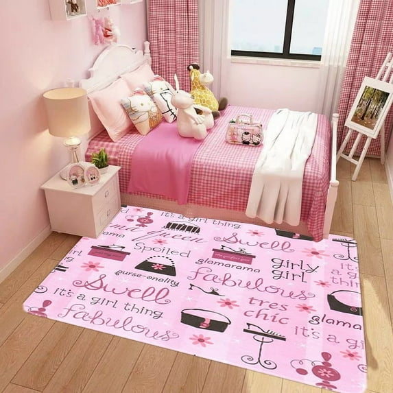 Area Rug Living Room Carpet for Girls Kids Bedroom Bedside Anti-Slip Colorful Large Area Rugs Room