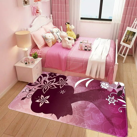 Area Rug Living Room Carpet for Girls Kids Bedroom Bedside Anti-Slip Colorful Large Area Rugs Room