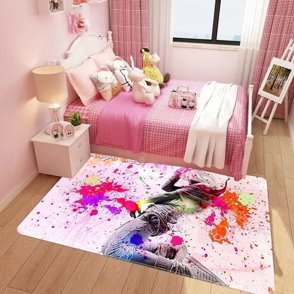 Area Rug Living Room Carpet for Girls Kids Bedroom Bedside Anti-Slip Colorful Large Area Rugs Room