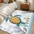 thumbnail image 1 of Area Rug for Living Room, Coastal Turtle Non-Slip Indoor Large Carpet for Bedroom/Dining Room, Ocean Nautical Starfish Conch Seashells Washable Low-Profile Rectangle Floor Runner Rugs - 4 x 6 Ft, 1 of 7