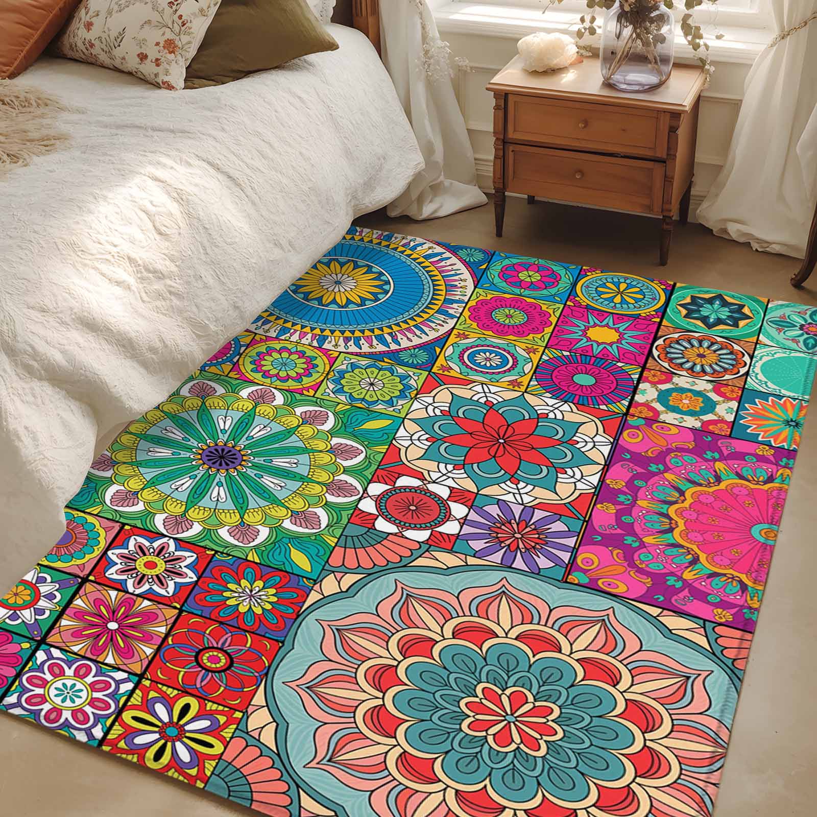 Nationals Rug Area Rug for Living Room, Colorful Ethnic Non-Slip Indoor Large Carpet ...