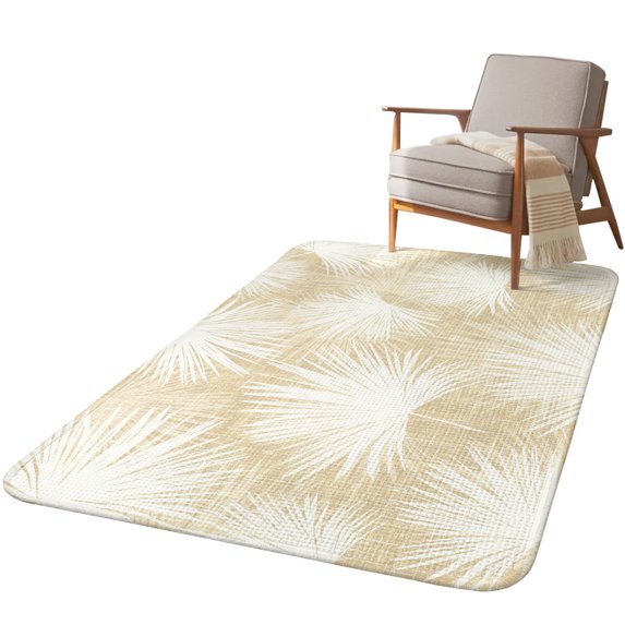 Area Rug for Living Room, Cream Palm Leaves Coastal Absorbent Non Slip Washable Rug, Summer Tropical Botanical Boho Low Profile Extra Large Bedroom Carpet Rugs for Dining Room, 63 x 90.6 In