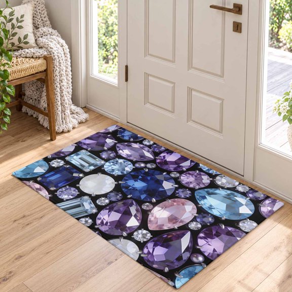 Area Rug for Living Room Dreamy Gemstone Ombre Purple Washable Rug 2x3ft, Soft Non-Slip Cushion Rugs Chenille Sponge, Abstract Geometric Floor Carpet for Bedroom Dining Room Office Nursery Home Dorm