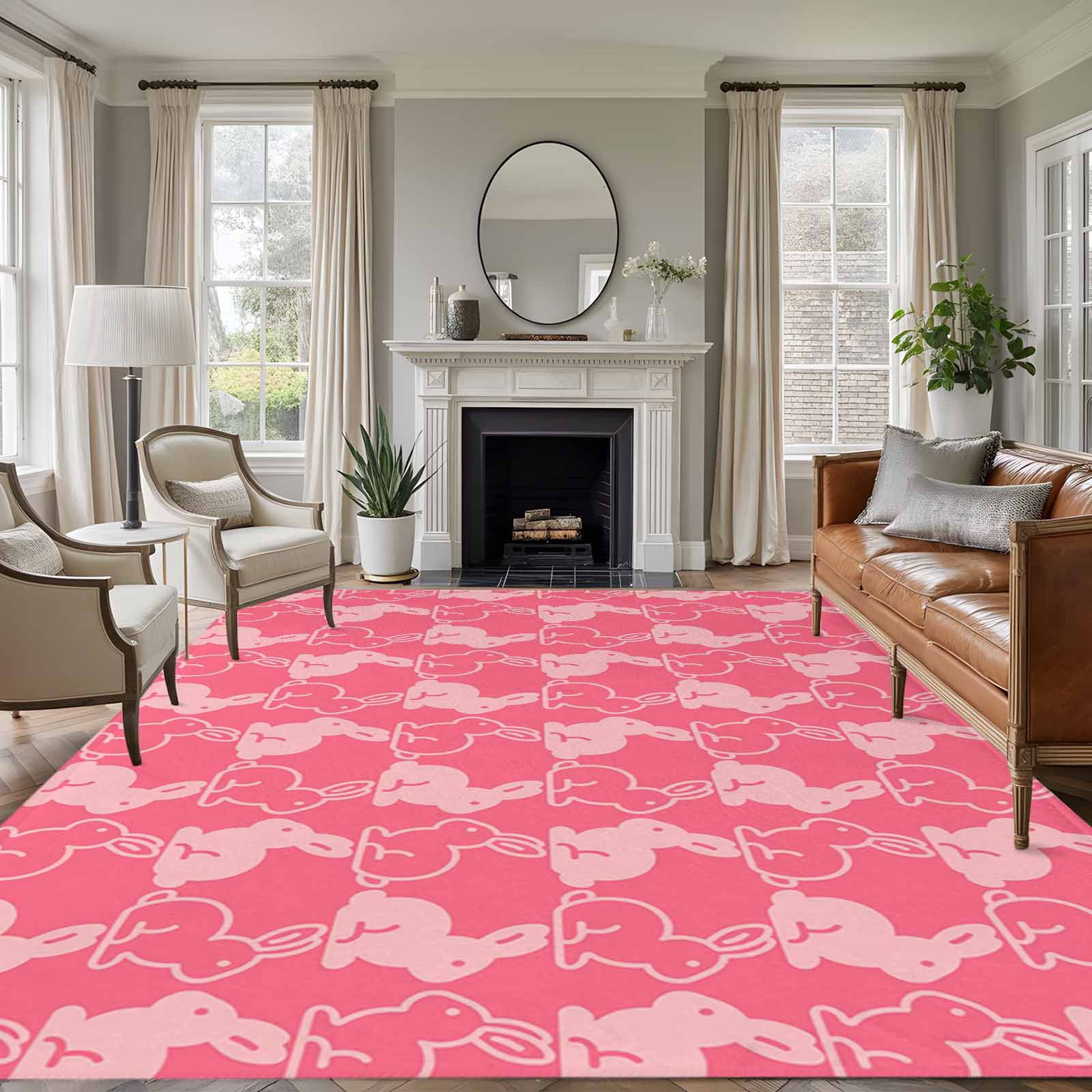 Area Rug for Living Room, Easter Bunny Non-Slip Indoor Large Carpet for ...