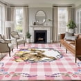 thumbnail image 1 of Area Rug for Living Room, Easter Bunny Non-Slip Indoor Large Carpet for Bedroom/Dining Room, Spring Easter Eggs Chick Floral Pink Check Washable Low-Profile Rectangle Floor Runner Rugs - 5 x 7 Ft, 1 of 7