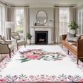 thumbnail image 1 of Area Rug for Living Room, Easter Bunny Roses Non-Slip Indoor Large Carpet for Bedroom/Dining Room, Pink Floral Spring Botanical Washable Low-Profile Rectangle Floor Runner Rugs - 5 x 7 Ft, 1 of 8