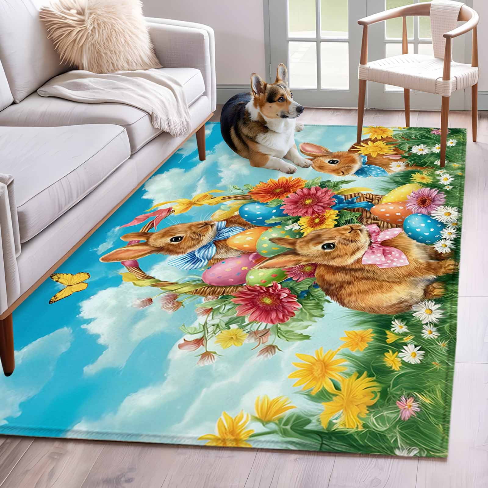 Easter Rug Design Area Rug for Living Room, Easter Non-Slip Indoor Large Carpet for ...