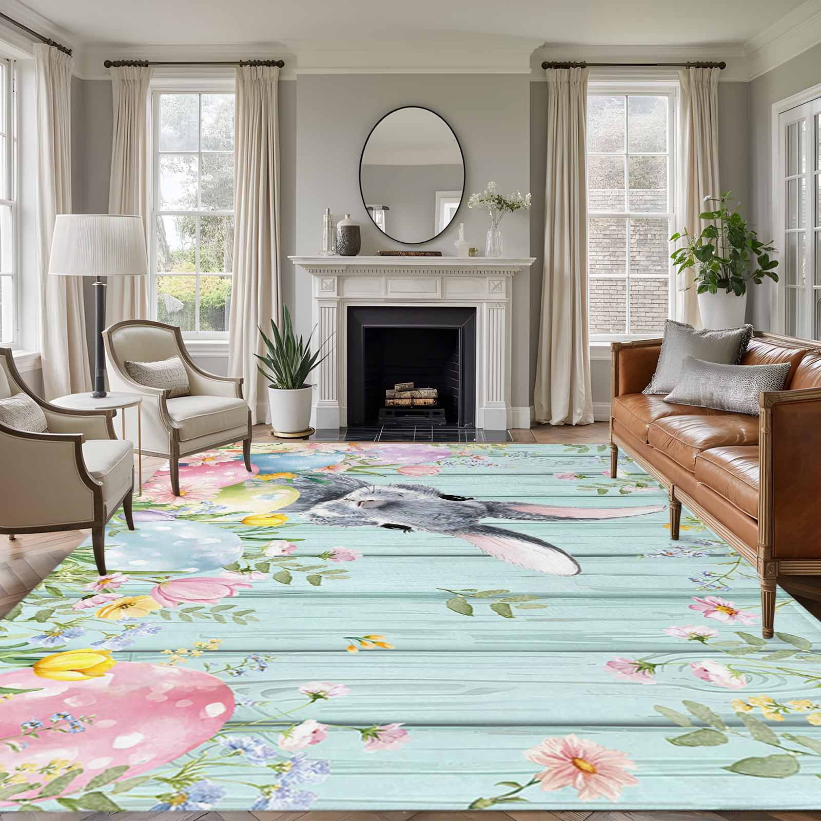 Area Rug for Living Room, Easter Non-Slip Indoor Large Carpet for ...