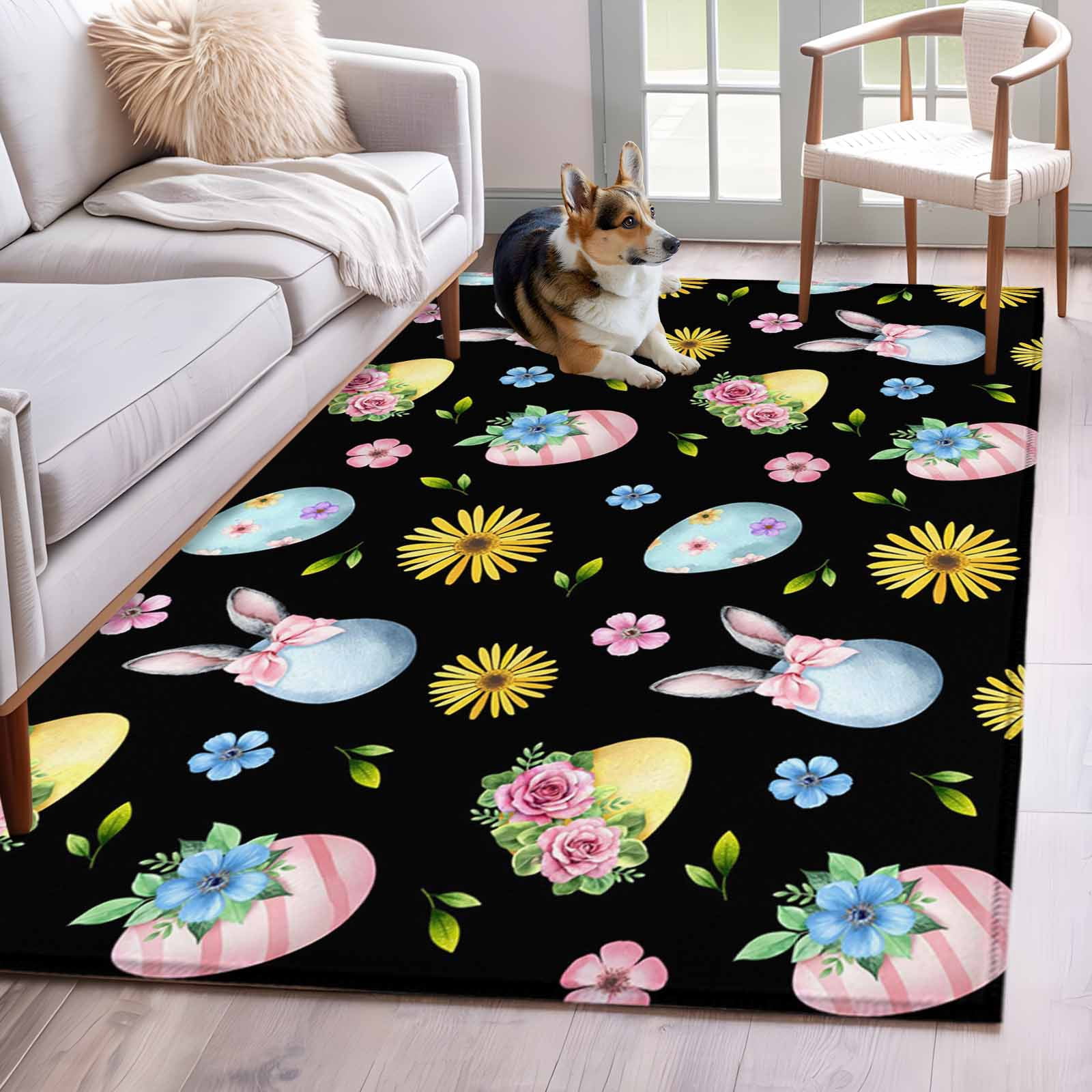 Easter Rug Design Area Rug for Living Room, Easter Non-Slip Indoor Large Carpet for ...