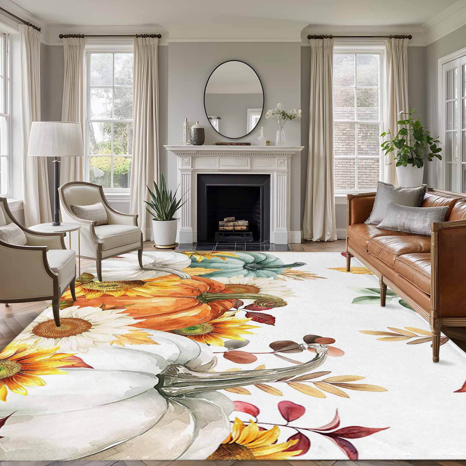 Area Rug for Living Room, Fall Non-Slip Indoor Ex Large Carpet for ...