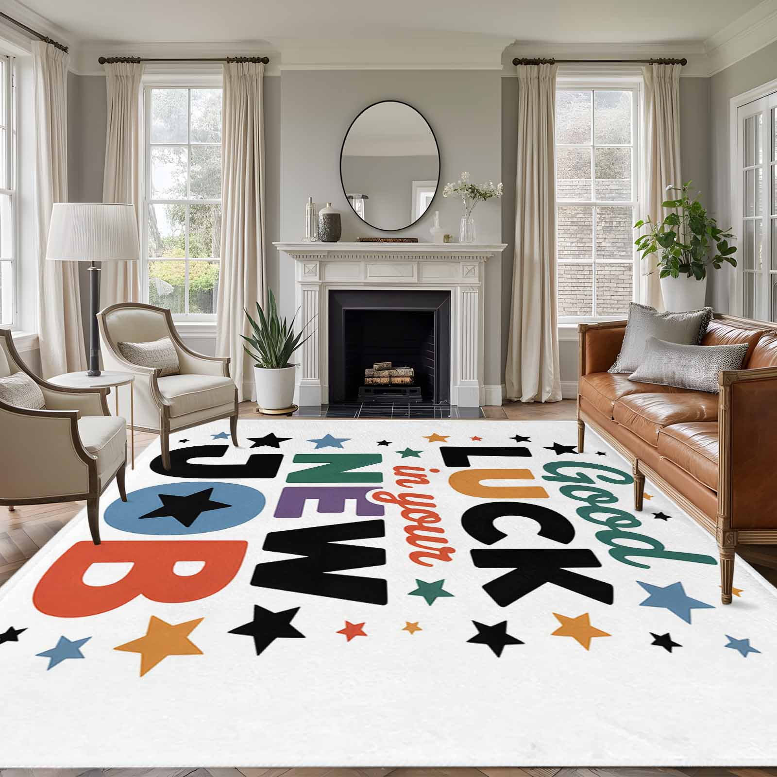 Area Rug for Living Room, Funny Words Non-Slip Indoor Large Carpet for ...
