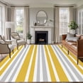 Area Rug for Living Room, Ginger Yellow Stripes Non-Slip Indoor Large ...