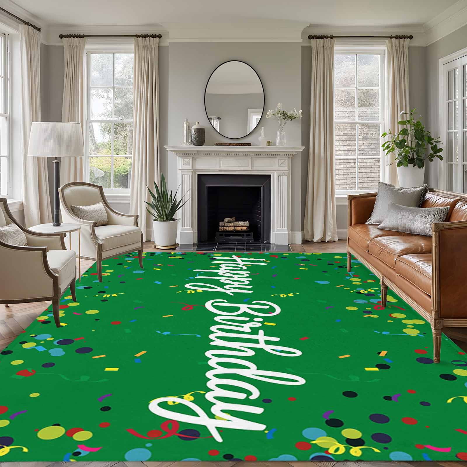 Confetti Kids Rug Area Rug for Living Room, Grass Green Birthday Non-Slip Indoor Large ...