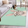 thumbnail image 1 of Area Rug for Living Room, Green Cute Bunny Non-Slip Indoor Large Carpet for Bedroom/Dining Room, Funny Rabbits Modern Art Washable Low-Profile Rectangle Floor Mat Runner Rugs - 3 x 5 Ft, 1 of 8