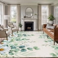 thumbnail image 1 of Area Rug for Living Room, Green Eucalyptus Leaves Non-Slip Indoor Large Carpet for Bedroom/Dining Room, Daisy Summer Botanical Watercolor Washable Low-Profile Rectangle Floor Runner Rugs - 5 x 8 Ft, 1 of 7