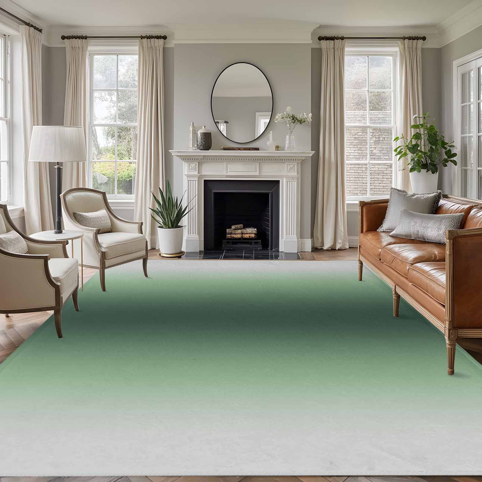 Area Rug for Living Room, Green Grey Ombre Non-Slip Indoor Large Carpet ... - Luxury Living Room Green Grey Texture