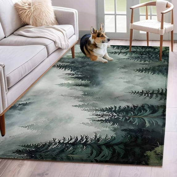Area Rug for Living Room, Green Mountain Non-Slip Indoor Large Carpet ...
