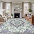 thumbnail image 1 of Area Rug for Living Room, Green Purple Boho Non-Slip Indoor Large Carpet for Bedroom/Dining Room, Vintage Abstract Art Floral Ethnic Tribe Washable Low-Profile Rectangle Floor Runner Rugs - 5 x 8 Ft, 1 of 8