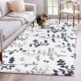 thumbnail image 1 of Area Rug for Living Room, Grey Black Botanical Non-Slip Indoor Large Carpet for Bedroom/Dining Room, Watercolor Spring Floral Summer Leaf Washable Low-Profile Rectangle Floor Runner Rugs - 4 x 6 Ft, 1 of 8