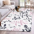 thumbnail image 1 of Area Rug for Living Room, Grey Pink Botanical Non-Slip Indoor Large Carpet for Bedroom/Dining Room, Watercolor Spring Floral Summer Leaf Washable Low-Profile Floor Mat Runner Rugs - 2.7 x 5 Ft, 1 of 8
