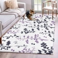 thumbnail image 1 of Area Rug for Living Room, Grey Purple Botanical Non-Slip Indoor Large Carpet for Bedroom/Dining Room, Watercolor Spring Floral Summer Leaf Washable Low-Profile Floor Mat Runner Rugs - 2.7 x 5 Ft, 1 of 8