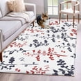 thumbnail image 1 of Area Rug for Living Room, Grey Red Botanical Non-Slip Indoor Large Carpet for Bedroom/Dining Room, Watercolor Spring Floral Summer Leaf Washable Low-Profile Floor Mat Runner Rugs - 2.7 x 5 Ft, 1 of 8