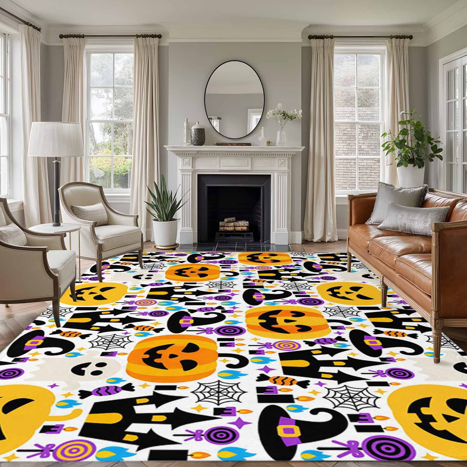 Area Rug for Living Room, Halloween Non-Slip Indoor Large Carpet for ...