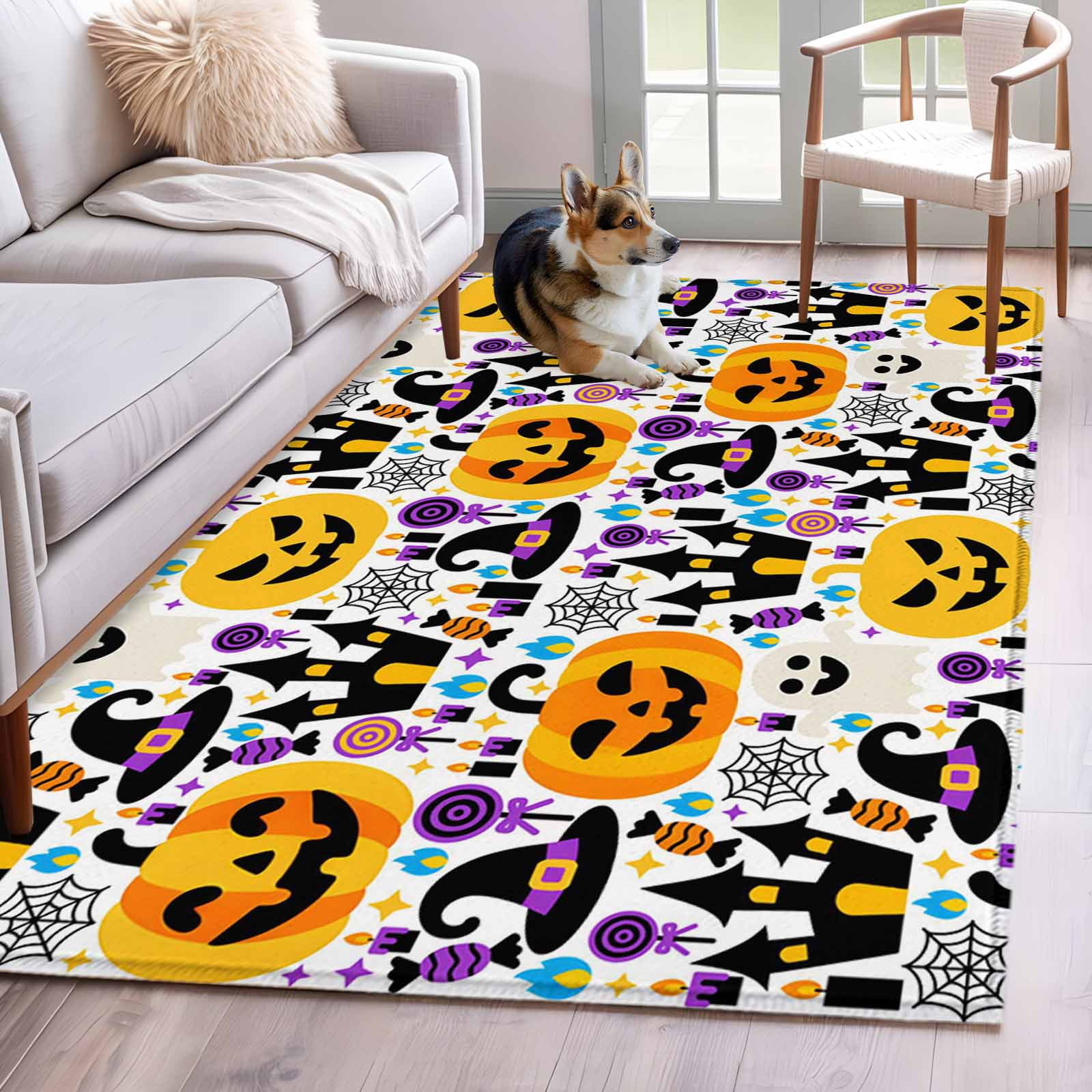 Area Rug for Living Room, Halloween Non-Slip Indoor Large Carpet for ...