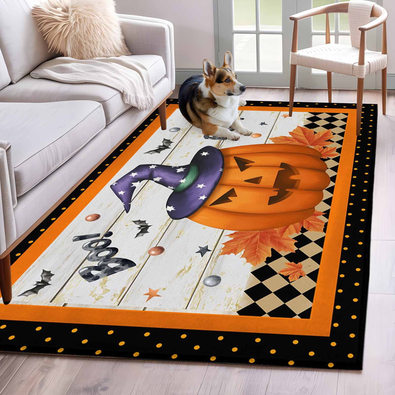Area Rug for Living Room, Halloween Non-Slip Indoor Large Carpet for ...